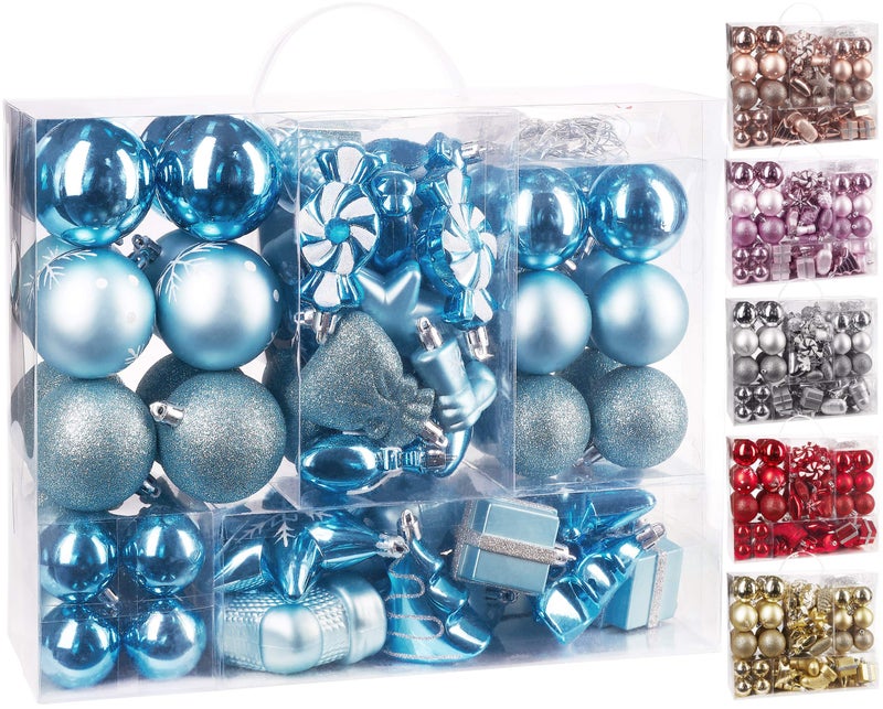 BRUBAKER 77-Piece Christmas Tree Ornaments - Shatterproof - Light Blue/Silver - Image 1