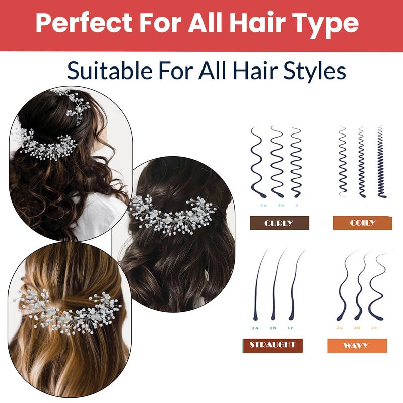Temperia Hair Accessories For Women's & Girls For Wedding - Artificial Flowers & Pearl Style Juda Bun Accessories - Floral Bridal Brooch & Hair Pins - Hairstyle Decoration Bride Clips, Silver White - Image 5