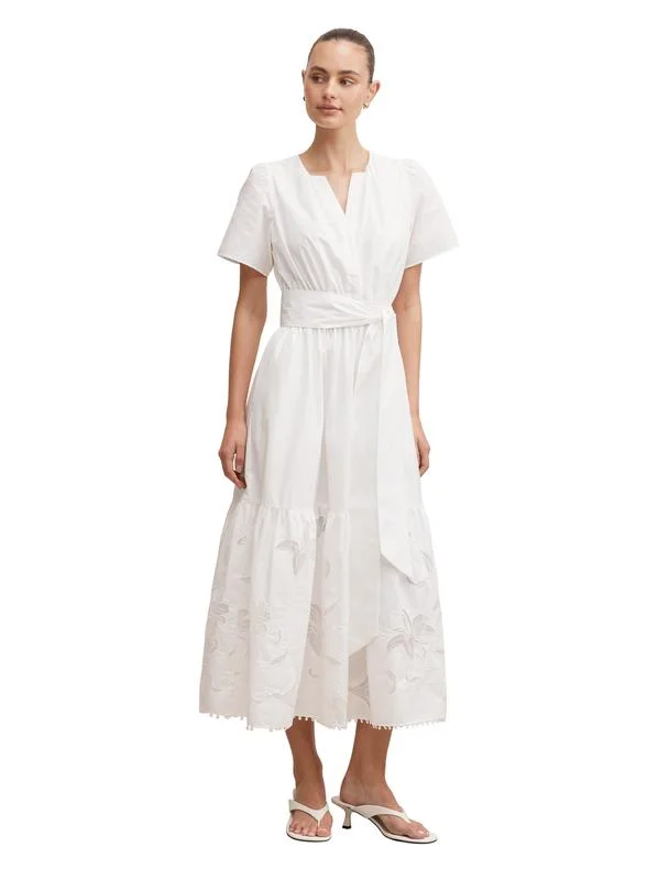 فورايفر نيو Matilda Embroidered Tie Midi Dress