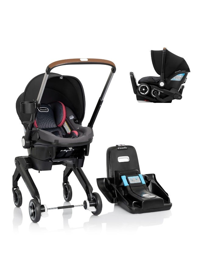 evenflo مجموعة مقعد السيارة وعربة الأطفال شيفت دوال رايد مع تخزين كاريال (سيلفا بينك) - Image 1