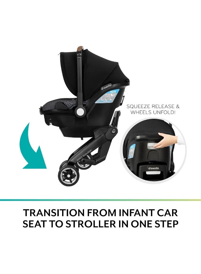 evenflo مجموعة مقعد السيارة وعربة الأطفال شيفت دوال رايد مع تخزين كاريال (سيلفا بينك) - Image 2