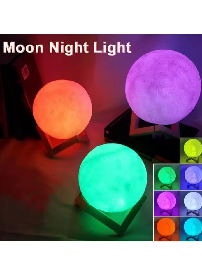 إيجل LED Night Light 8cm Moon Lamp Battery Powered With Stand Starry Lamp Bedroom Decor Night Lights Kids Gift Button Cell - Image 1