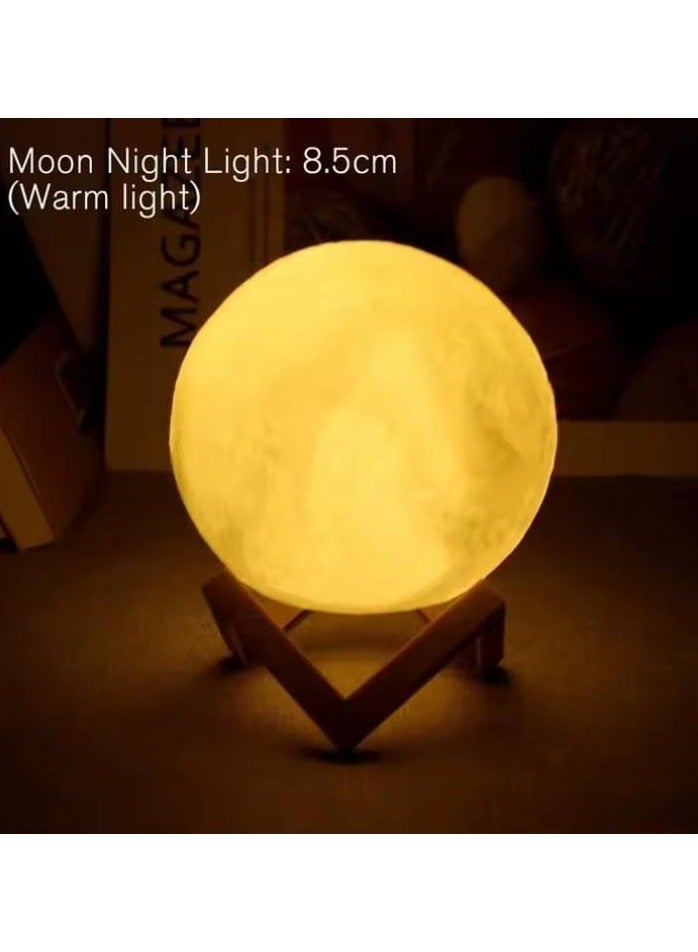 إيجل LED Night Light 8cm Moon Lamp Battery Powered With Stand Starry Lamp Bedroom Decor Night Lights Kids Gift Button Cell - Image 2