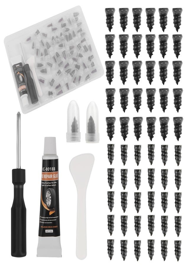 Figpade 60PCS Car Tire Repair Rubber Nail Kit,Self-Tapping Tire Plug Kit Includes Tires Repairs Screws/Screwdrivers/Glue,Professional Tires Repair Screws Kits for Cars/Motorcycle - Image 1