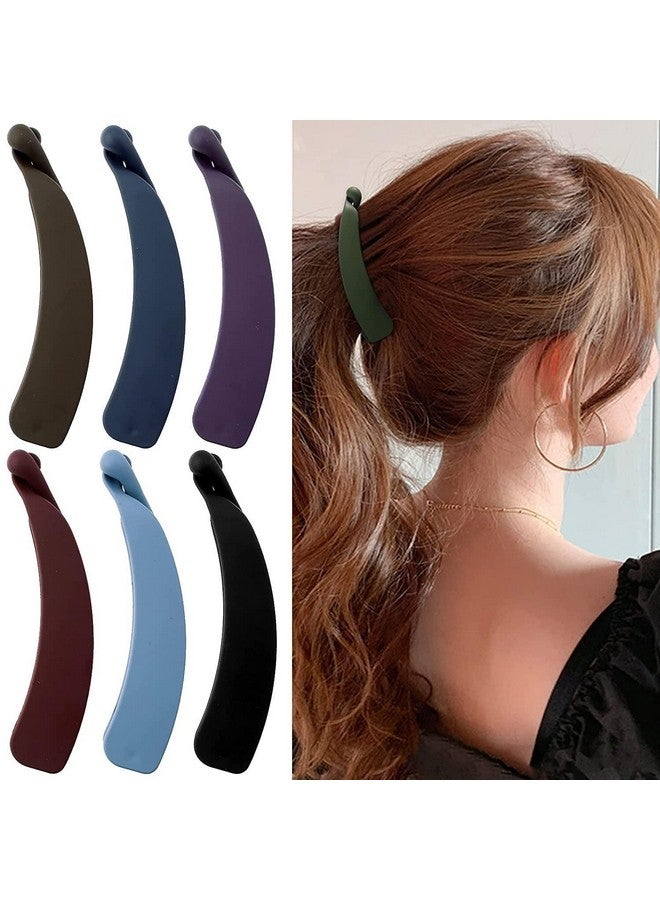 DN Creation Set of 6 Acrylic Matte Finish Big Size Banana Clip, Ponytail Holders - Random Color - Image 1