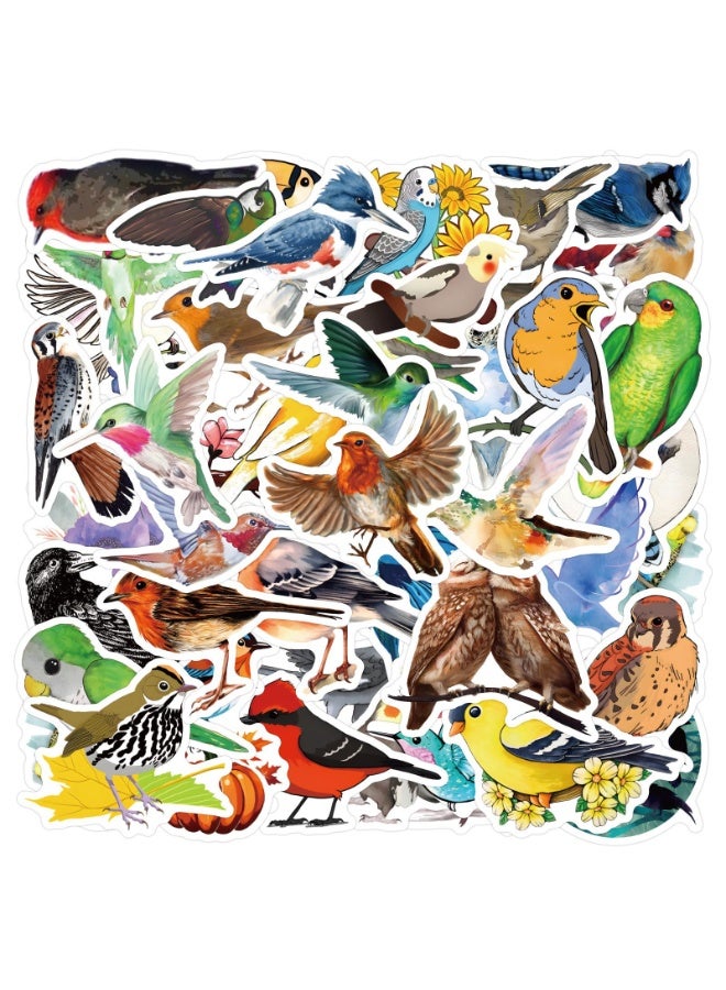 NIBEMINENT 55 Pcs Bird Deco Kit Waterproof Stickers, High Definition Printing Bright Colors, Suitable for Laptop Skateboard Luggage Water Bottle Guitar DIY - Image 2