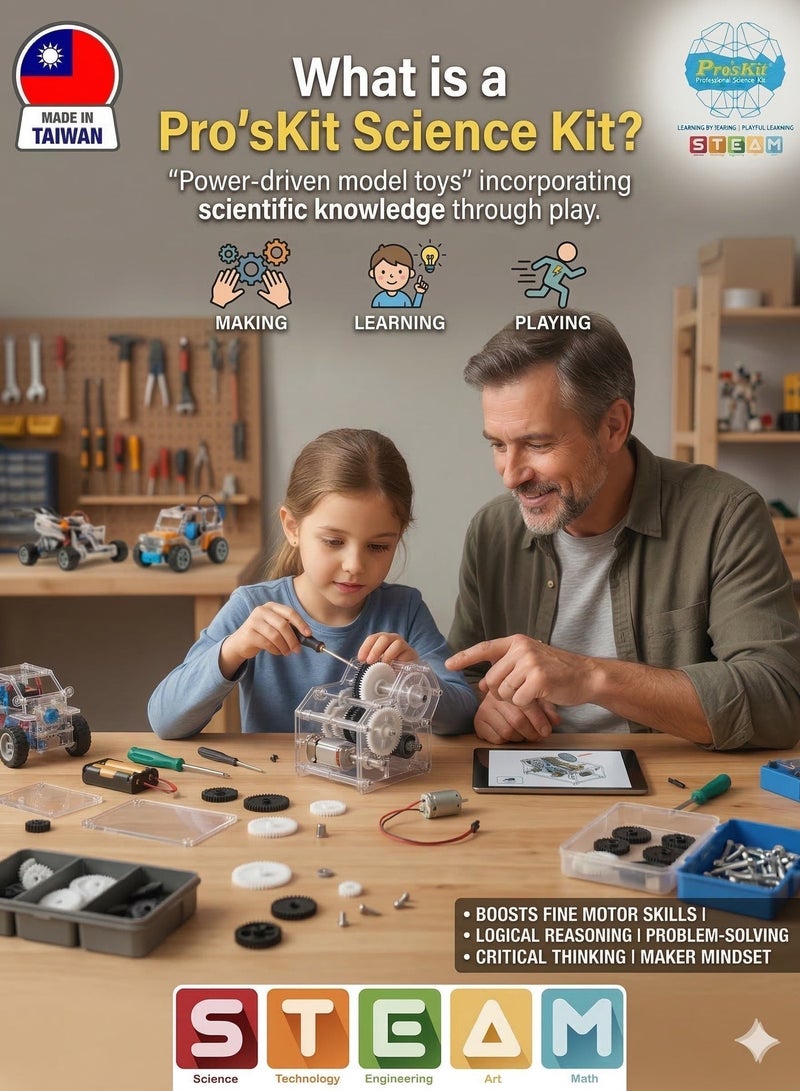 Pro'skit Pro’sKit GE-634 Hydraulic Cyborg Hand DIY STEM Kit – Buildable Wearable Robotic Arm for Kids (200+ Pieces, No Batteries Required) - Image 3