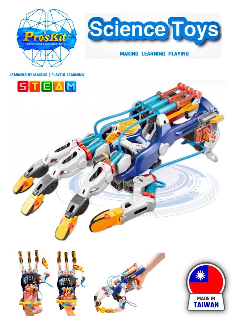 Pro'skit Pro’sKit GE-634 Hydraulic Cyborg Hand DIY STEM Kit – Buildable Wearable Robotic Arm for Kids (200+ Pieces, No Batteries Required) - Image 1