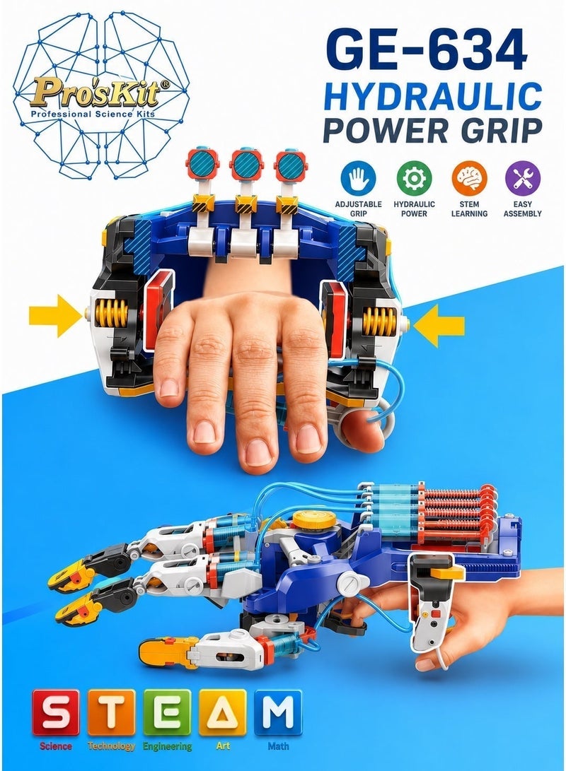 Pro'sKit GE-634 Hydraulic Robotic Arm Science Kit | DIY STEM Learning Toy | Build, Learn & Play | No Battery Required | Made in Taiwan (LED Light gift) - Image 4