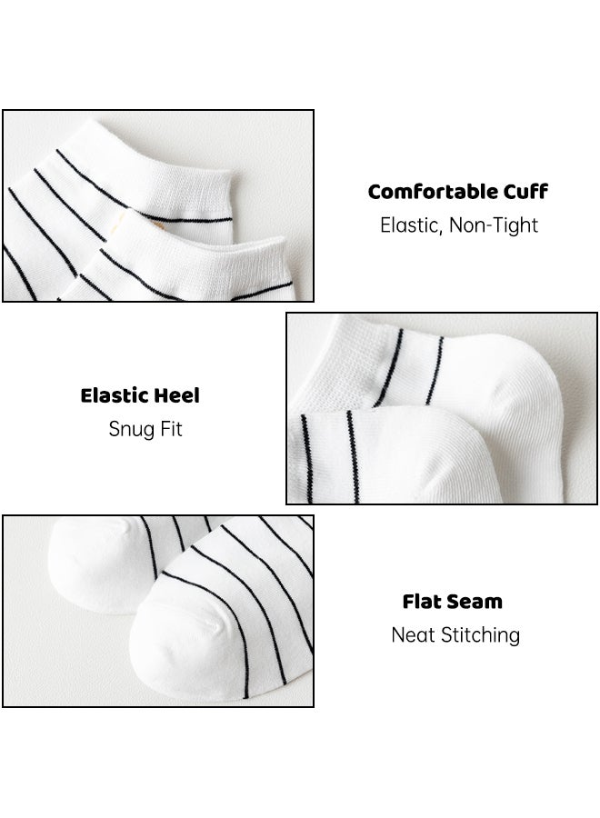 شبيلي جوارب كاحل قطنية قصيرة للبنات (طقم 5 أزواج)، جوارب نسائية مصنوعة من ‎%75‎ قطن ناعمة وقابلة للتهوية وتمتص الرطوبة ومضادة للروائح، بحافة مطاطية عالية المرونة ومتينة لا تُكوِّن زغبًا، مثالية للاستخدام اليومي والسفر والرياضة. - Image 2
