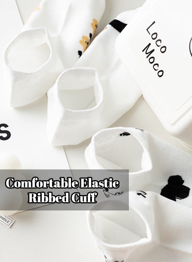 شبيلي جوارب كاحل قطنية قصيرة للبنات (طقم 5 أزواج)، جوارب نسائية مصنوعة من ‎%75‎ قطن ناعمة وقابلة للتهوية وتمتص الرطوبة ومضادة للروائح، بحافة مطاطية عالية المرونة ومتينة لا تُكوِّن زغبًا، مثالية للاستخدام اليومي والسفر والرياضة. - Image 4