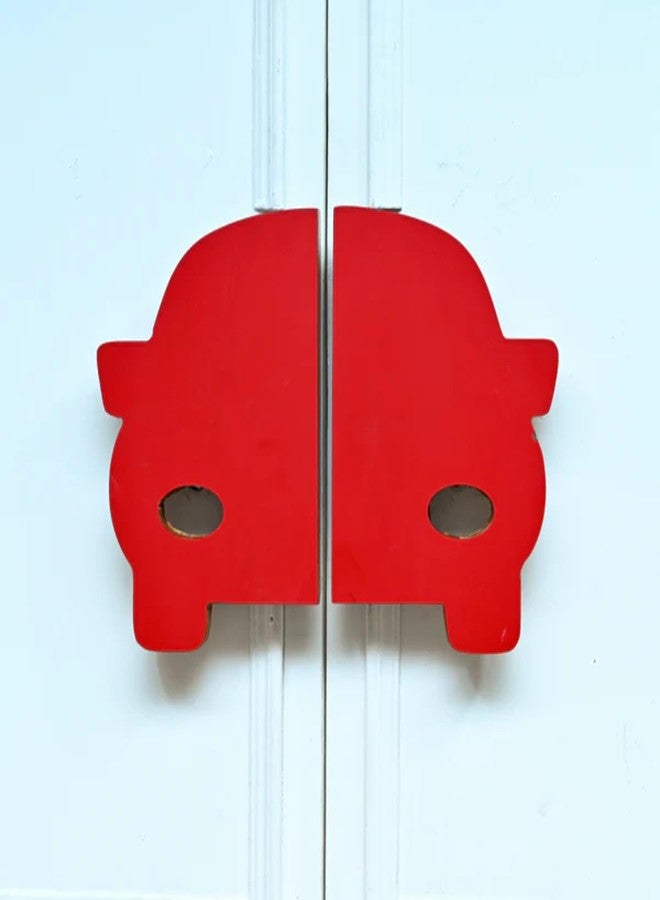 Look Mumma Red Car Wooden Primium Cupboard Handle/Drawer - Handcrafted Kids Room Hardware - Image 1