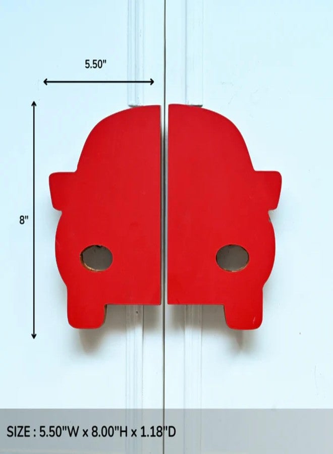 Look Mumma Red Car Wooden Primium Cupboard Handle/Drawer - Handcrafted Kids Room Hardware - Image 3