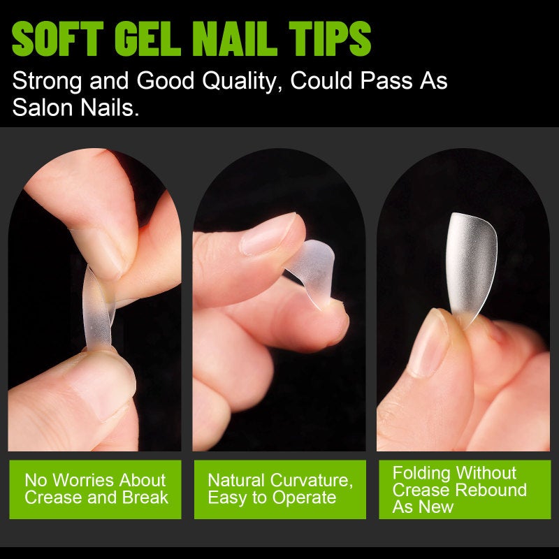 Nail Tips 240 Pieces 15 Sizes Ultra-Thin Comfortable Full Cover Soft Gel Tips - No-File Pre-Shaped Matte Artificial Nails for Nail Studios DIY Beginners Home Use - Image 4