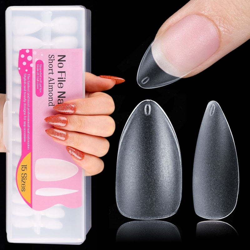 Nail Tips 240 Pieces 15 Sizes Ultra-Thin Comfortable Full Cover Soft Gel Tips - No-File Pre-Shaped Matte Artificial Nails for Nail Studios DIY Beginners Home Use - Image 1
