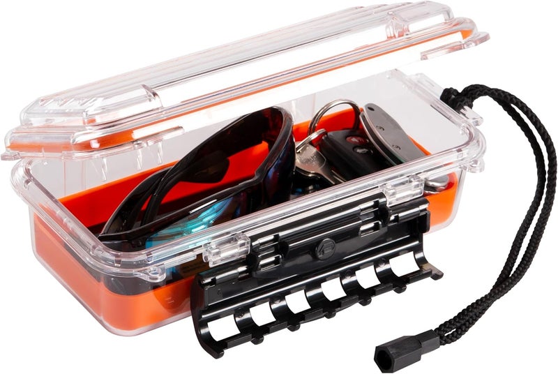 PLANO Guide Series 3500 Field Box Waterproof Case, Orange, Small, Waterproof Dry Box with Wrist Strap for Boat, Kayak, and Camping, Outdoor Gear Storage - Image 1