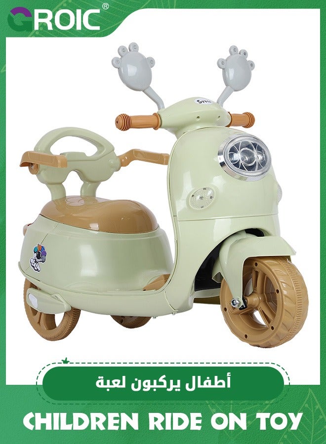 GROIC دراجة نارية للأطفال، سيارة ركوب كرتونية للأطفال، دراجة نارية كهربائية تعمل بالبطارية 6 فولت مع مصابيح أمامية LED، موسيقى، دواسة، للأمام/الاحتياطي، ألعاب دراجات نارية بثلاث عجلات، سكوتر كهربائي للأطفال - Image 1