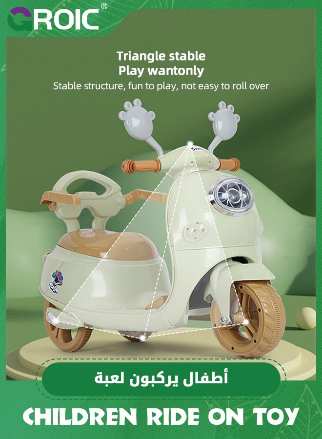 GROIC دراجة نارية للأطفال، سيارة ركوب كرتونية للأطفال، دراجة نارية كهربائية تعمل بالبطارية 6 فولت مع مصابيح أمامية LED، موسيقى، دواسة، للأمام/الاحتياطي، ألعاب دراجات نارية بثلاث عجلات، سكوتر كهربائي للأطفال - Image 4