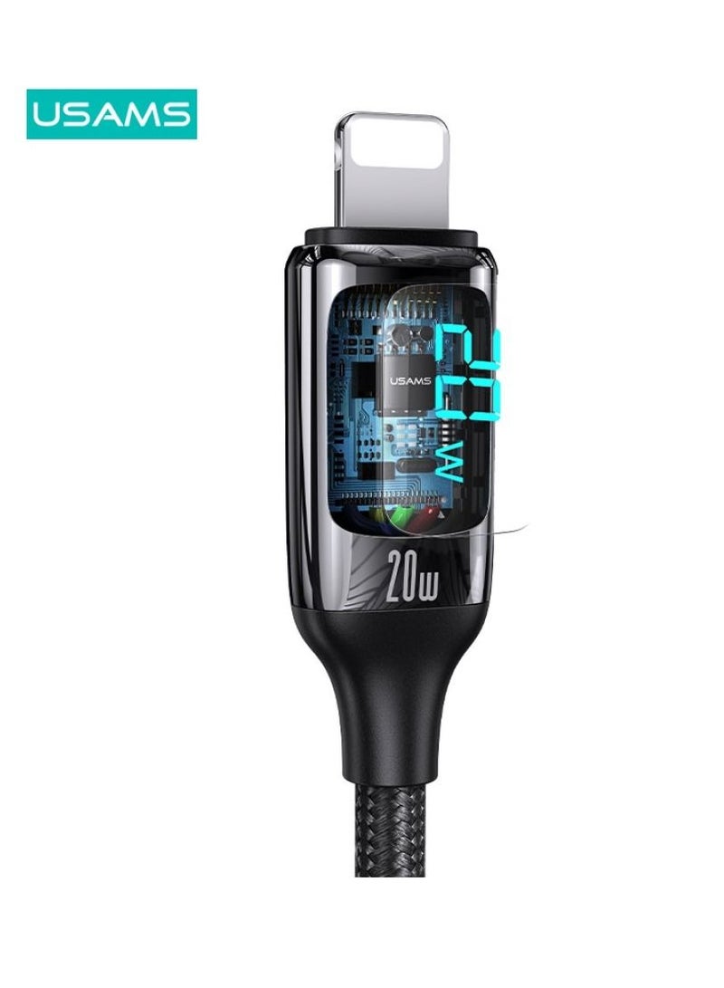 Usams iPhone Charger Cable With LED Display 1.2M Type C to Lightning Cable Fast Charger Power Delivery PD 18W iPhone Cable for iPhone SE 3/13 Pro/13 Pro Max/13/13 mini, ipad 9, 12 mini/12/12 Pro, 11/11Pro  - Image 2