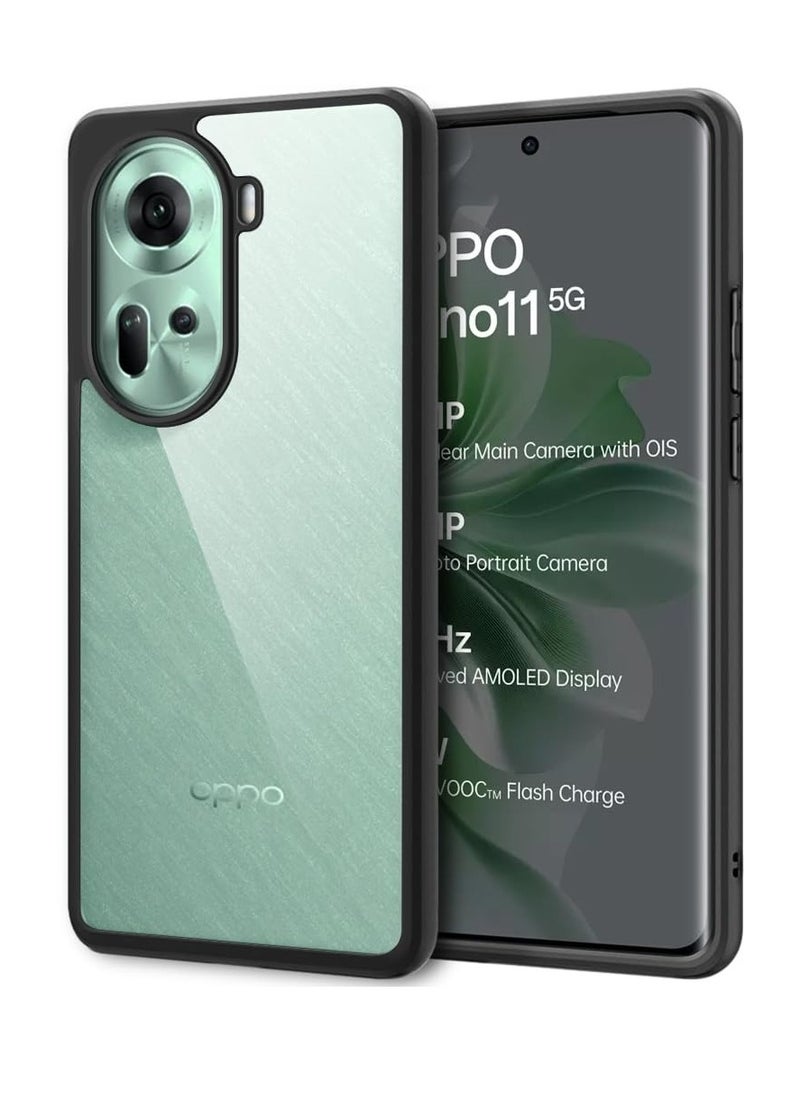 ماركة غير محددة - غطاء خلفي أنيق مقاوم للصدمات لهاتف اوبو رينو 11 5G حماية 360 درجة | حافظة ظهر صلبة شفافة لهاتف اوبو رينو 11 5G (PC & TPU، مصد أسود) - Image 1