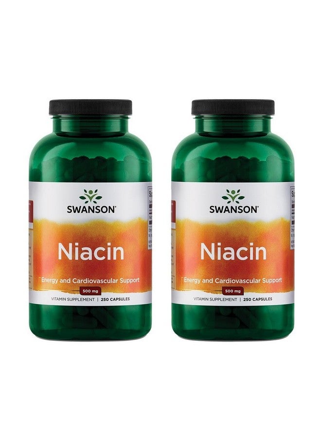 Swanson Niacin (B3) Cardio Health Support Carbohydrate Metabolism 500 Milligrams 250 Capsules (2 Pack)