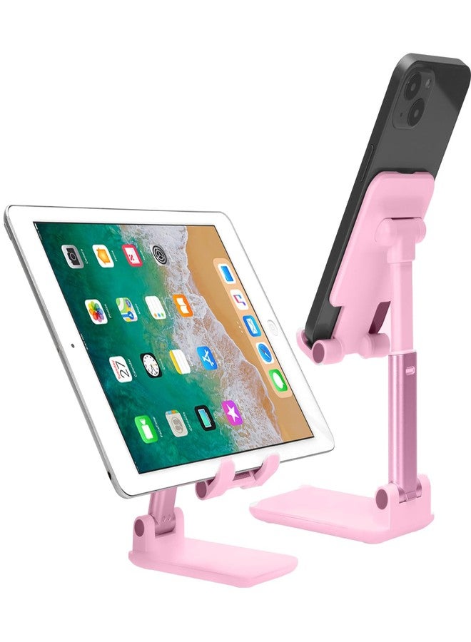 HOTEMIA Cell Phone Stand,Adjustable Foldable Phone Stand for Desk Taller iPhone Stand Compatible with All Smart Phone Desk Accessories (Pink) - Image 1