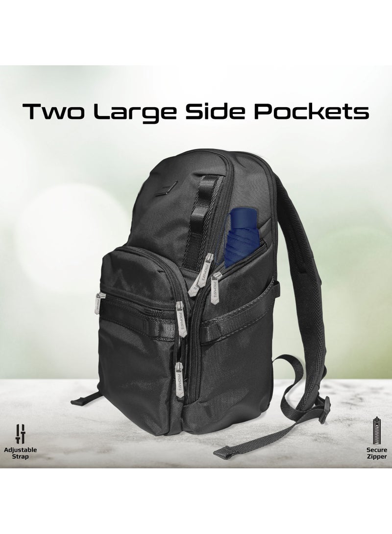 Promate 15.6-Inch Laptop Bag with Water-Resistant Design, SecureStorage Technology, Quick Access Pockets, Tag Tracker Pocket, Multiple Compartments, and Ergonomic Lightweight Build, Oracle-BP Black Black - Image 5