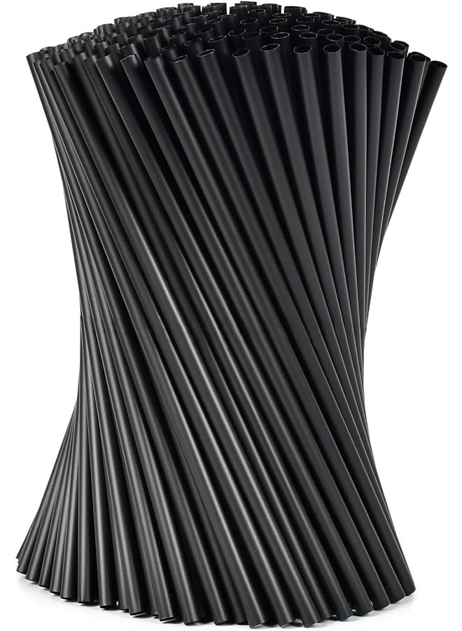 S-TOP 100 Pcs PLA Disposable Drinking Straws 100% Corn Plant Based Biodegradable Straws, BPA Free Compostable Stir Sticks Black Straws, Reusable Straws Bulk Alternative to Plastic Straws for Party, Drinks - Image 1