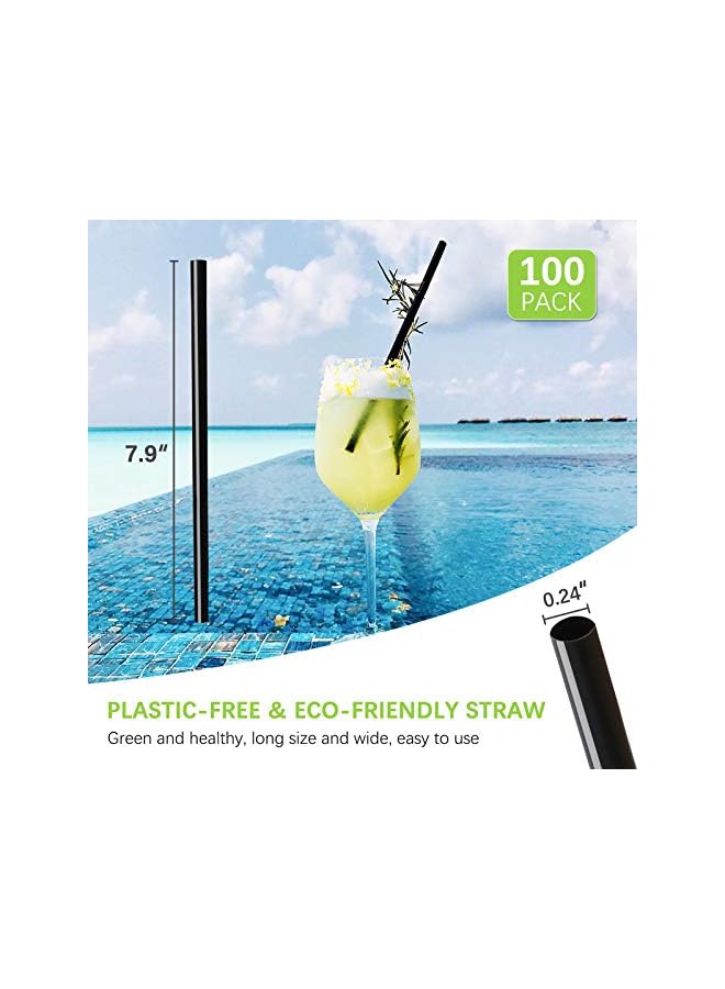 S-TOP 100 Pcs PLA Disposable Drinking Straws 100% Corn Plant Based Biodegradable Straws, BPA Free Compostable Stir Sticks Black Straws, Reusable Straws Bulk Alternative to Plastic Straws for Party, Drinks - Image 5