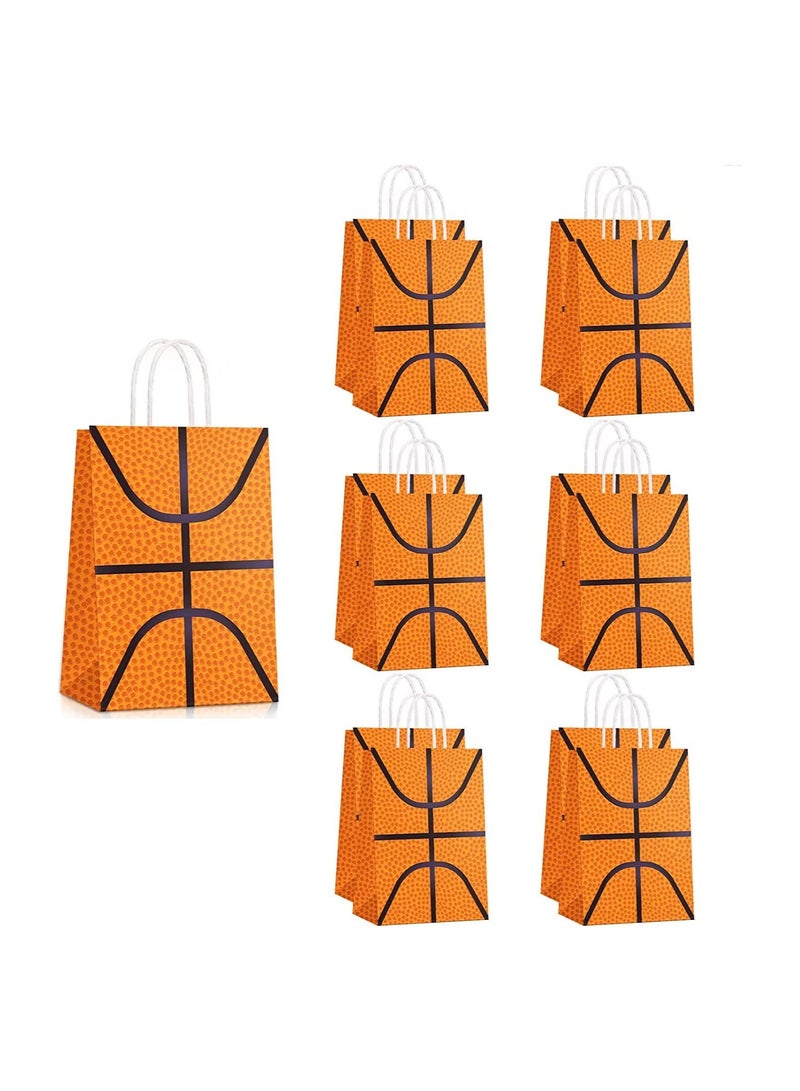 SYOSI 12 Pcs Basketball Party Bags Baseball Gift Goodie Favor Bags Basketball Treat Candy Goody Bags Party Decorations Basketball Birthday Bag with Handle for Kids Basketball Theme Birthday - Image 1