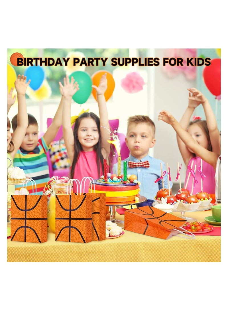 SYOSI 12 Pcs Basketball Party Bags Baseball Gift Goodie Favor Bags Basketball Treat Candy Goody Bags Party Decorations Basketball Birthday Bag with Handle for Kids Basketball Theme Birthday - Image 3