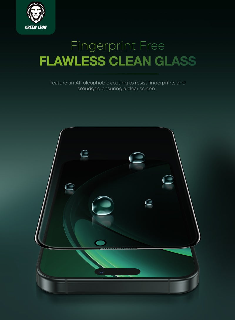 GREEN LION iPhone 16 Pro Max Screen Protector / Diego Pet Privacy Full Curved Glass / Anti Peeping / Anti Fingerprint / Anti Scratch / Anti Shatter Soft Edge / Grease Resistance / Highly Responsive - Black Edge/Privacy - Image 3