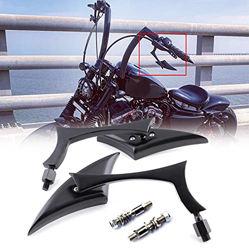 Rich Choices Black Universal Motorcycle Rearview Side Mirrors Compatible with Honda Kawasaki Suzuki Harley Bolt (Black-Harley) - Image 3