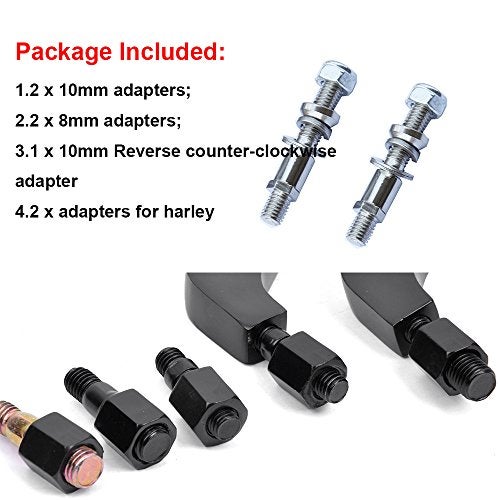 Rich Choices Black Universal Motorcycle Rearview Side Mirrors Compatible with Honda Kawasaki Suzuki Harley Bolt (Black-Harley) - Image 2