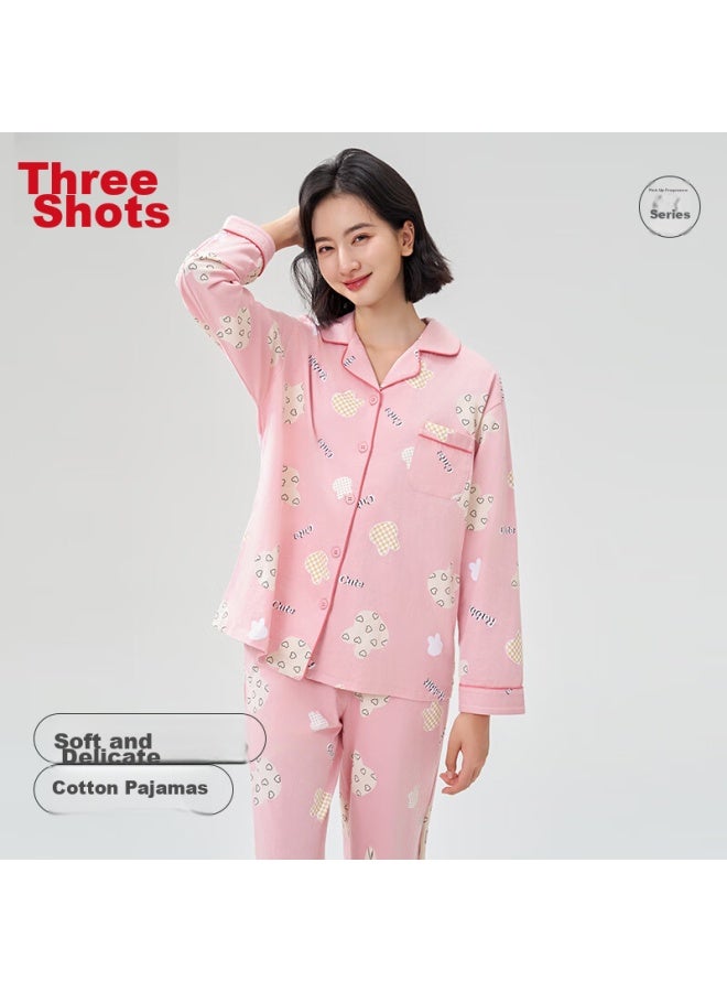 THREEGUN [Zhimeng Series] Spring And Summer Women'S Pajamas, Pure Cotton, Anti-Mite, 100% Cotton, Long Sleeve, Round Neck, Pullover, Casual - Image 1