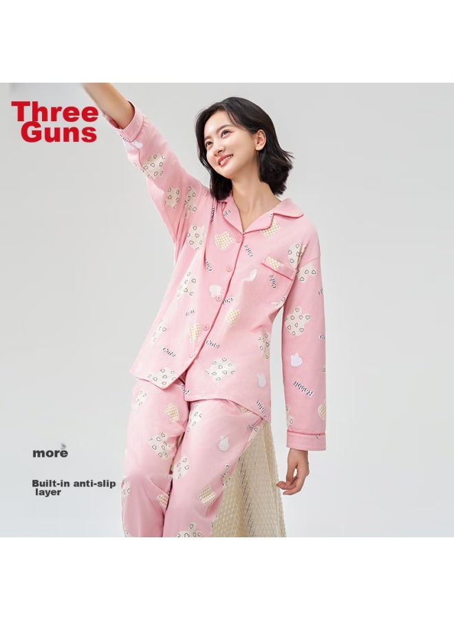 THREEGUN [Zhimeng Series] Spring And Summer Women'S Pajamas, Pure Cotton, Anti-Mite, 100% Cotton, Long Sleeve, Round Neck, Pullover, Casual - Image 3