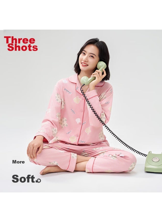 THREEGUN [Zhimeng Series] Spring And Summer Women'S Pajamas, Pure Cotton, Anti-Mite, 100% Cotton, Long Sleeve, Round Neck, Pullover, Casual - Image 4