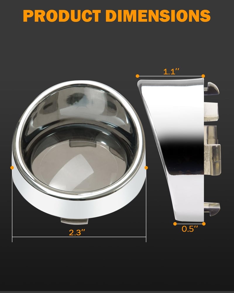 PBYMT Smoke Turn Signal Lens Cover 2" Bullet Visor-Style Chrome Bezels Compatible for Harley Touring Dyna Street Glide Road King Road Glide Softail Sportster Custom Cruiser 2000-2024 (4pcs) - Image 2