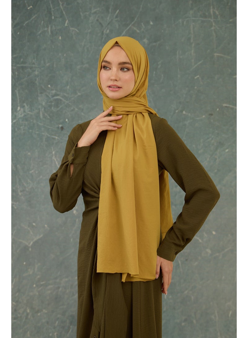 Soft Hijab Shawl Mustard - Cotton Polyester Blend for Everyday Comfort - Image 4
