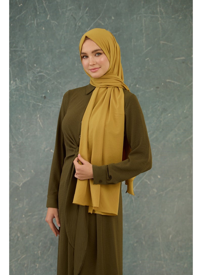 Soft Hijab Shawl Mustard - Cotton Polyester Blend for Everyday Comfort - Image 5