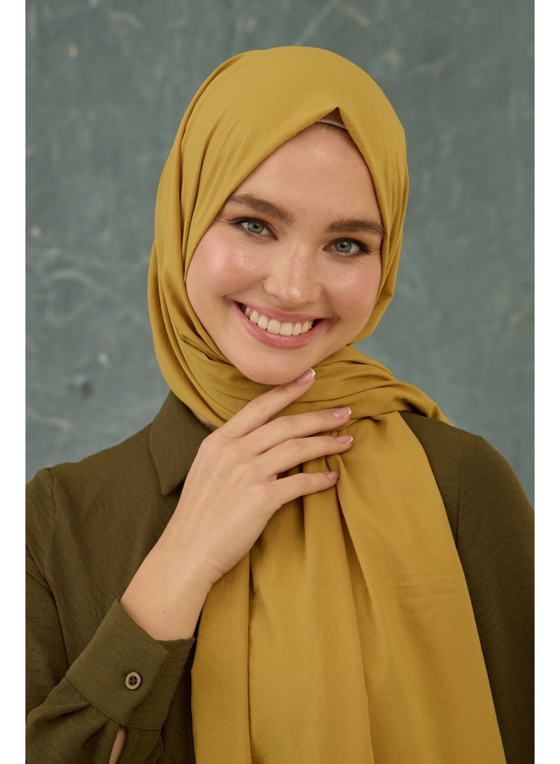 Soft Hijab Shawl Mustard - Cotton Polyester Blend for Everyday Comfort - Image 1