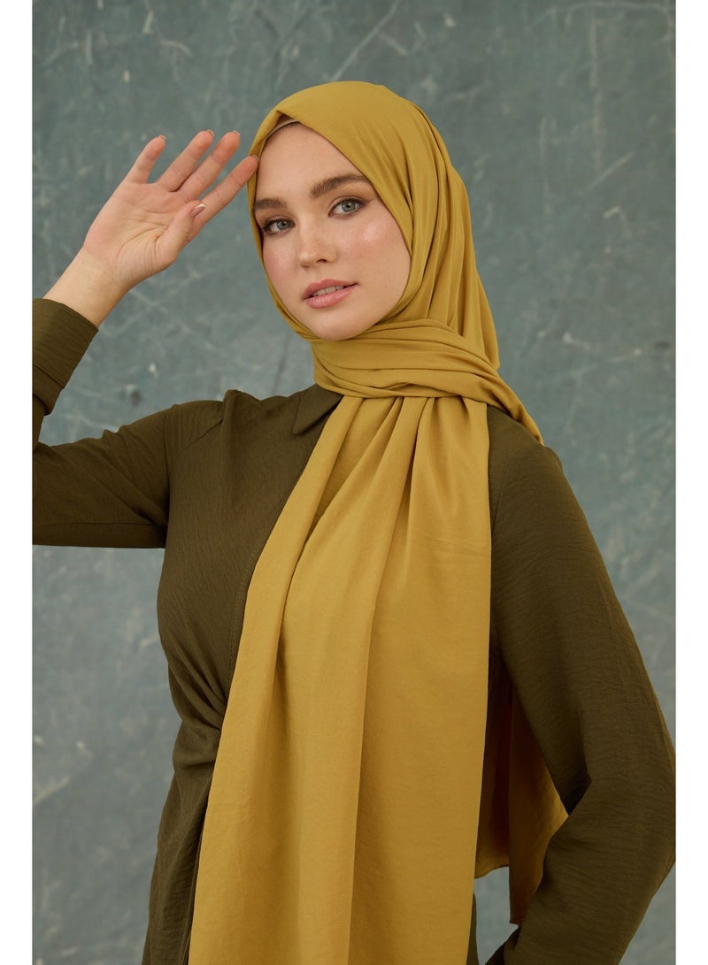 Soft Hijab Shawl Mustard - Cotton Polyester Blend for Everyday Comfort - Image 2