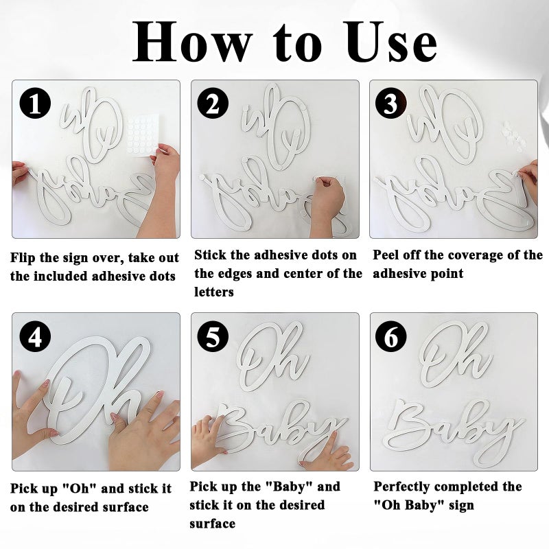 MASTRON Oh Baby Sign for Baby Shower Backdrop - Felt Oh Baby Sign Party Banner Boy Girl Baby Shower Decorations Gender Reveal 1st Birthday Party Photography Background - White - Image 4
