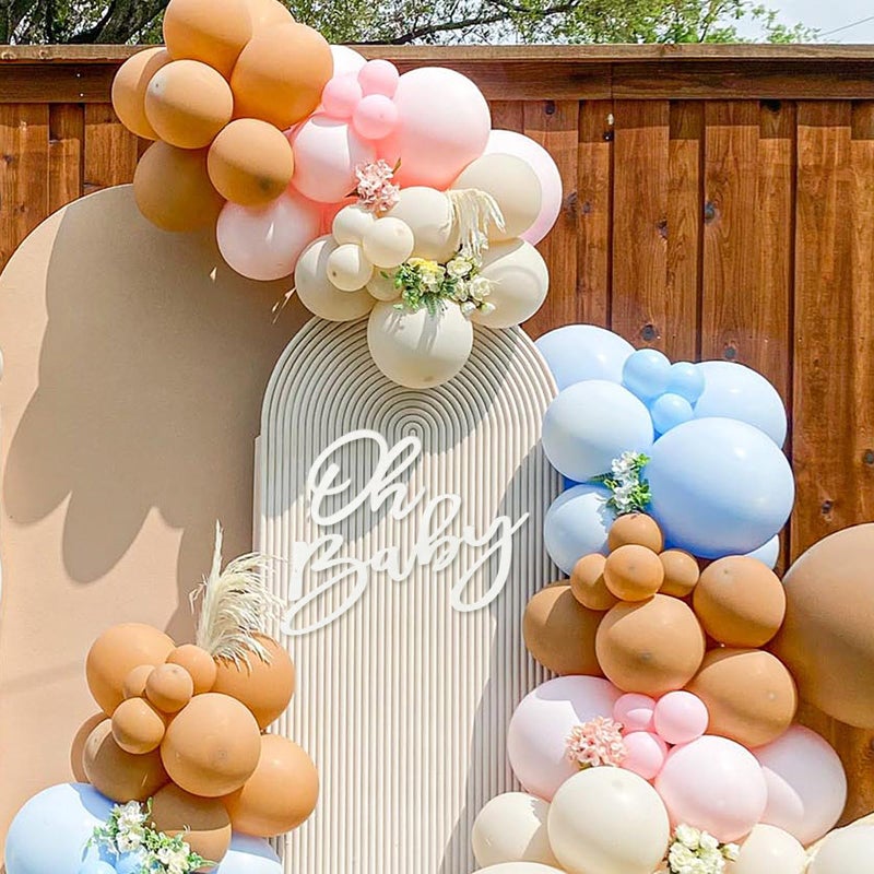 MASTRON Oh Baby Sign for Baby Shower Backdrop - Felt Oh Baby Sign Party Banner Boy Girl Baby Shower Decorations Gender Reveal 1st Birthday Party Photography Background - White - Image 3