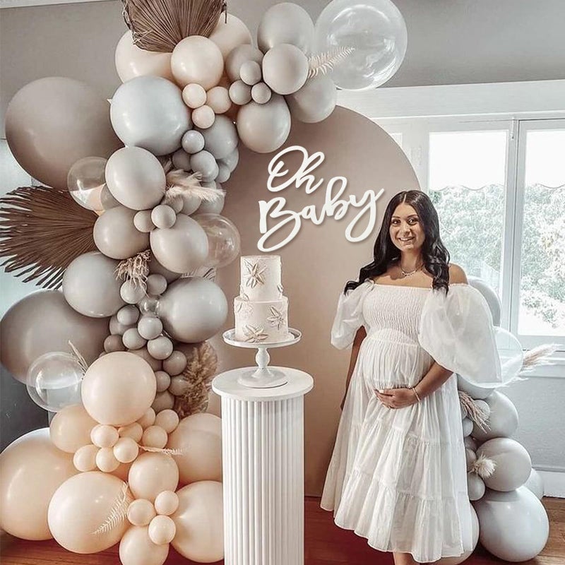 MASTRON Oh Baby Sign for Baby Shower Backdrop - Felt Oh Baby Sign Party Banner Boy Girl Baby Shower Decorations Gender Reveal 1st Birthday Party Photography Background - White - Image 5