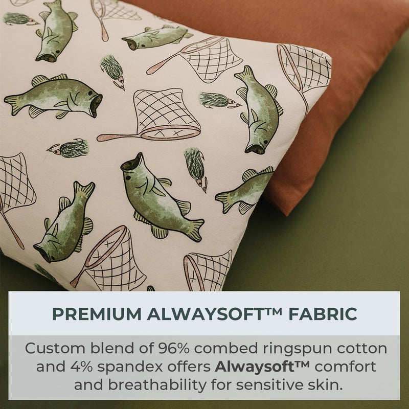 Pobibaby Pobibaby  2 Pack Premium Toddler Solid Pillowcase  Ultra Soft Jersey Knit  Crib  Kids Pillow Travel Pillow Case Cover Gone Fishing - Image 2