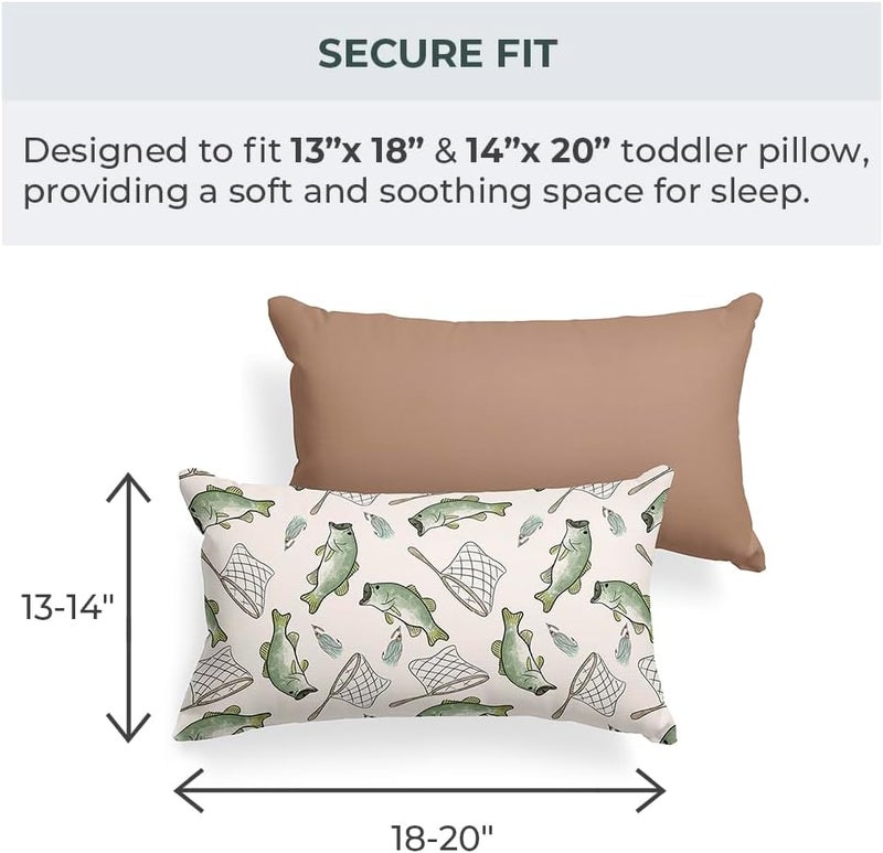 Pobibaby Pobibaby  2 Pack Premium Toddler Solid Pillowcase  Ultra Soft Jersey Knit  Crib  Kids Pillow Travel Pillow Case Cover Gone Fishing - Image 3