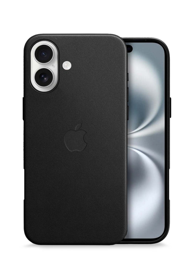 دبليو تيك ابل ايفون 16 2024 غطاء شحن لاسلكي مغناطيسي جلدي فاخر جراب أصلي مقاوم للصدمات MagSafe - أسود - Image 1