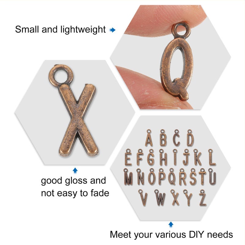 Red Bronze Alphabet Pendant Charms 156 Pieces For DIY Jewelry Making - Image 5