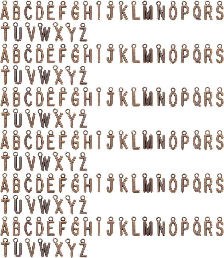 Red Bronze Alphabet Pendant Charms 156 Pieces For DIY Jewelry Making - Image 1